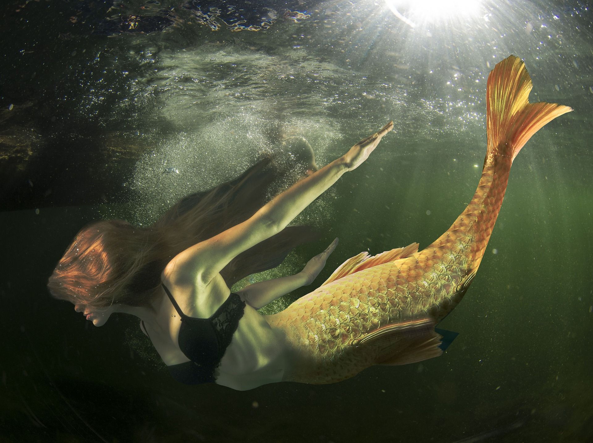 mermaid beautiful under sea swim magic longhair